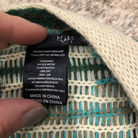 B Sharp Cream/Green/Pink Cardigan Sweater - Picture 4 of 5